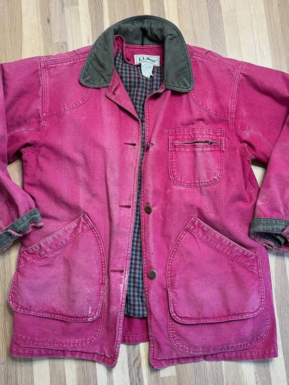 Vintage L.L Bean Cranberry/Pink Worn Canvas Barn Coat